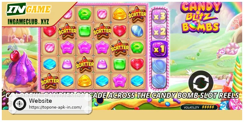 Colorful candies cascade across the Candy Bomb Slot reels