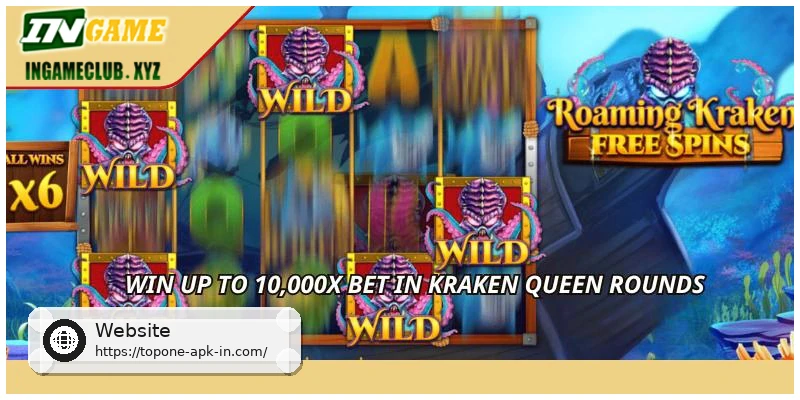 Win up to 10,000x bet in Kraken Queen rounds